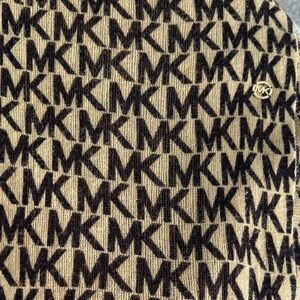 Michael Kors brand infinity scarf, brown, soft fabric, warm feel and colors